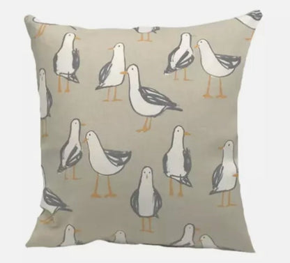 Seagull Laridae Cushion Cover , Nautical Marine Seaside Taupe Beige Cushion Cover , Throw Pillow , Scatter Cushions , Cushion Cover UK