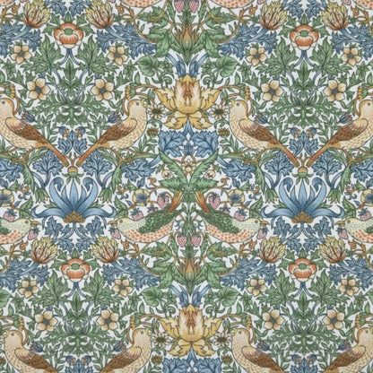 William Morris Coated Tablecloth Strawberry Thief Blank , Water Resistant Tablecloths , Outdoor Tablecloth , Round Oval Rectangle Tablecloth