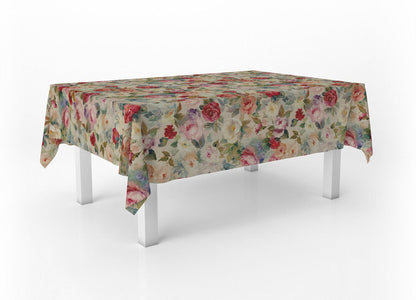 Vintage Rose Tablecloth , Floral Tablecloth , Round Tablecloth , Oval Tablecloth , Rectangle Tablecloth