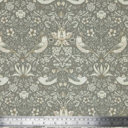 William Morris Coated Tablecloth Strawberry Thief Natural , Water Resistant Tablecloths , Outdoor Tablecloth , Round Oval Tablecloth