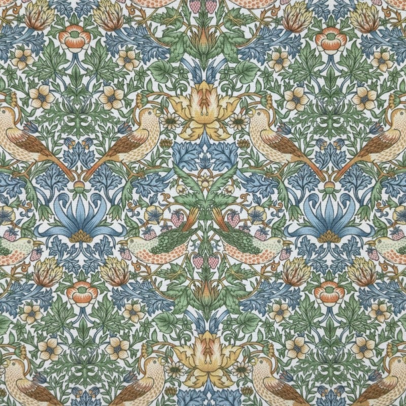 William Morris Coated Tablecloth Strawberry Thief Blank , Water Resistant Tablecloths , Outdoor Tablecloth , Round Oval Rectangle Tablecloth