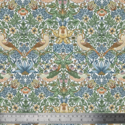 William Morris Coated Tablecloth Strawberry Thief Blank , Water Resistant Tablecloths , Outdoor Tablecloth , Round Oval Rectangle Tablecloth