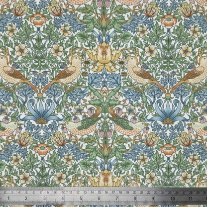 William Morris Coated Tablecloth Strawberry Thief Blank , Water Resistant Tablecloths , Outdoor Tablecloth , Round Oval Rectangle Tablecloth