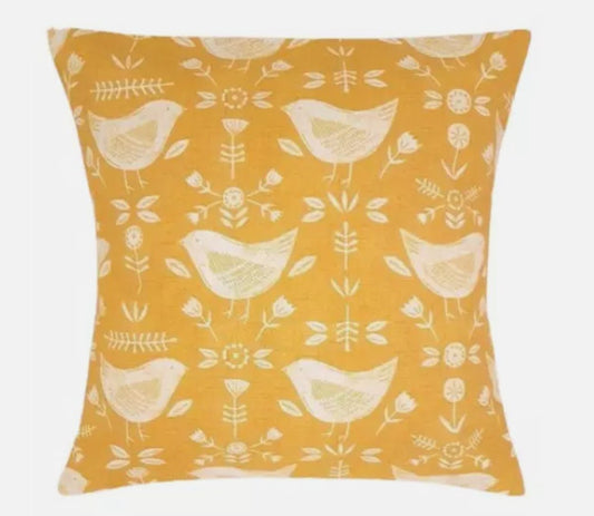 Scandi Birds Cushion Cover , Narvik Yellow Ochre Cushion Cover , Throw Pillow , Scatter Cushions , Cushion Cover UK