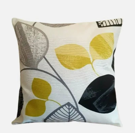 Autumn Leaf Black Mustard Yellow Cushion Cover , Throw Pillow , Scatter Cushions , Cushion Cover UK