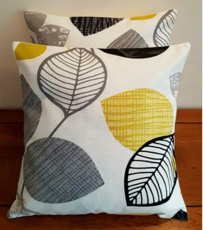 Autumn Leaf Black Mustard Yellow Cushion Cover , Throw Pillow , Scatter Cushions , Cushion Cover UK