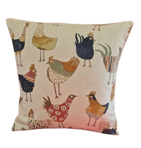 Harriet Vintage Chicken Hens Cushion Cover , Throw Pillow , Scatter Cushions , Cushion Cover UK