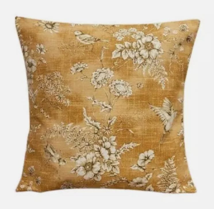 Finch Toile Coral Orange Bird Cushion Cover , Throw Pillow , Scatter Cushions , Cushion Cover UK