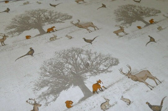 Tatton Autumn Wildlife Tablecloth, Cotton Linen Look, Handmade