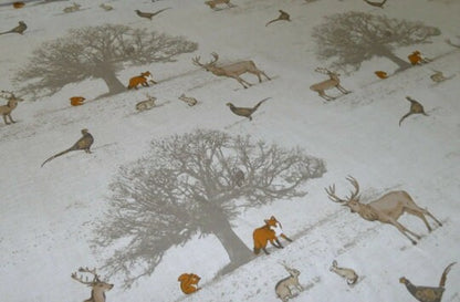 Tatton Autumn Wildlife Tablecloth, Cotton Linen Look, Handmade