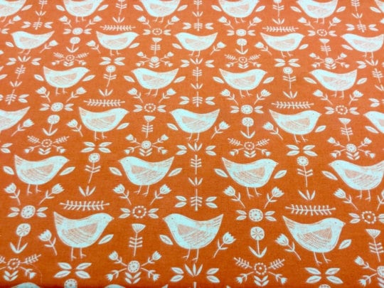 Scandi Birds Tablecloth , Fryetts Narvik Birds Tablecloth , Round Oval Tablecloth , Rectangle Tablecloth , Orange Tablecloth