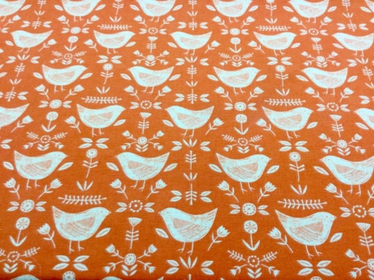 Oval Scandi Birds Tablecloth , Fryetts Narvik Birds Tablecloth , Round Oval Tablecloth , Rectangle Tablecloth , Orange Tablecloth