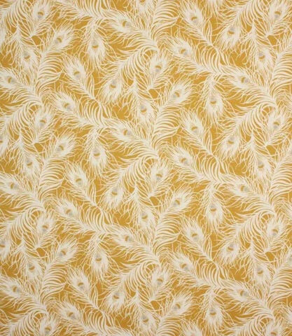Peacock Feather Ochre Yellow Tablecloth , Round Oval Rectangle