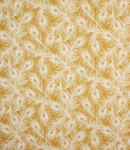 Peacock Feather Ochre Yellow Tablecloth , Round Oval Rectangle