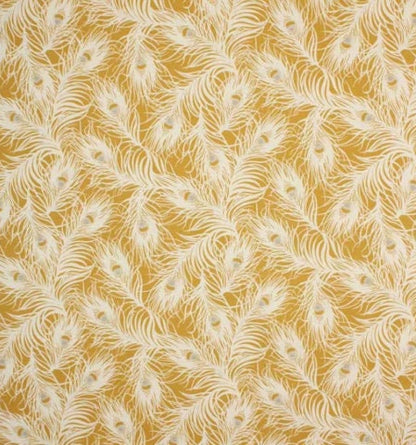 Peacock Feather Ochre Yellow Tablecloth , Round Oval Rectangle