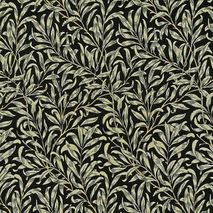 William Morris Willow Bough Tablecloth, Ebony Black, Handmade in UK