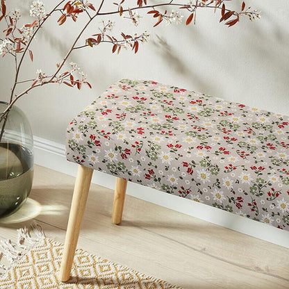 Edelweiss Floral Tablecloth, Linen Look Fabric, Handmade in UK