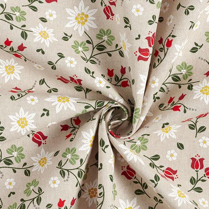 Edelweiss Floral Tablecloth, Linen Look Fabric, Handmade in UK