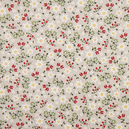 Edelweiss Floral Tablecloth, Linen Look Fabric, Handmade in UK