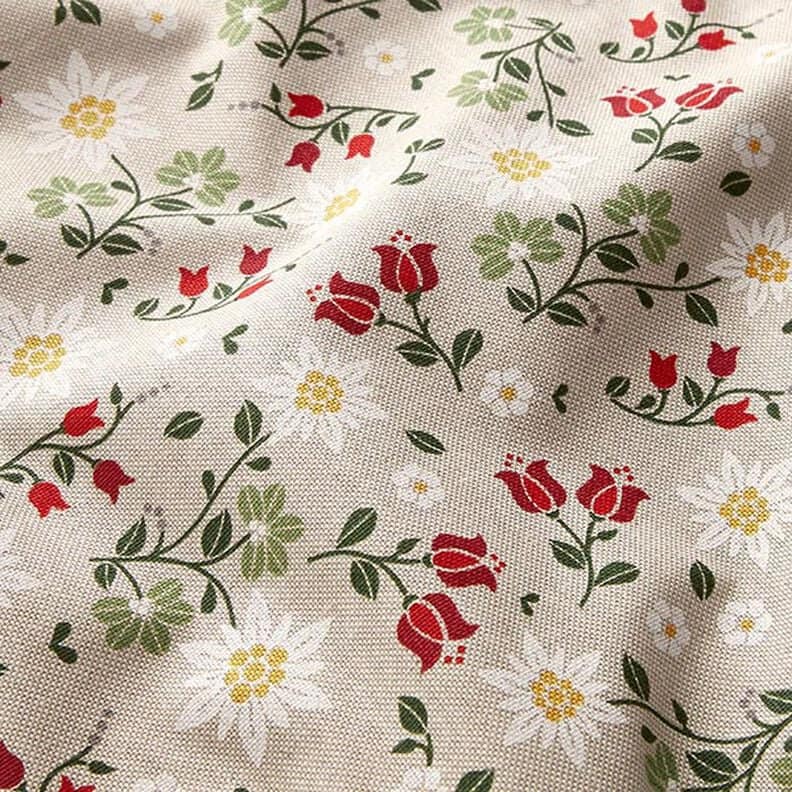 Edelweiss Floral Tablecloth, Linen Look Fabric, Handmade in UK