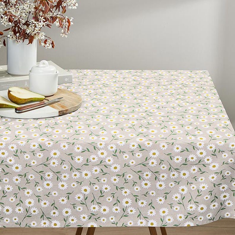 Daisy Floral Linen Look Tablecloth: Handmade in UK