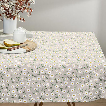Daisy Floral Linen Look Tablecloth: Handmade in UK