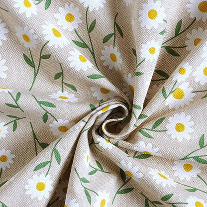Daisy Floral Linen Look Tablecloth: Handmade in UK