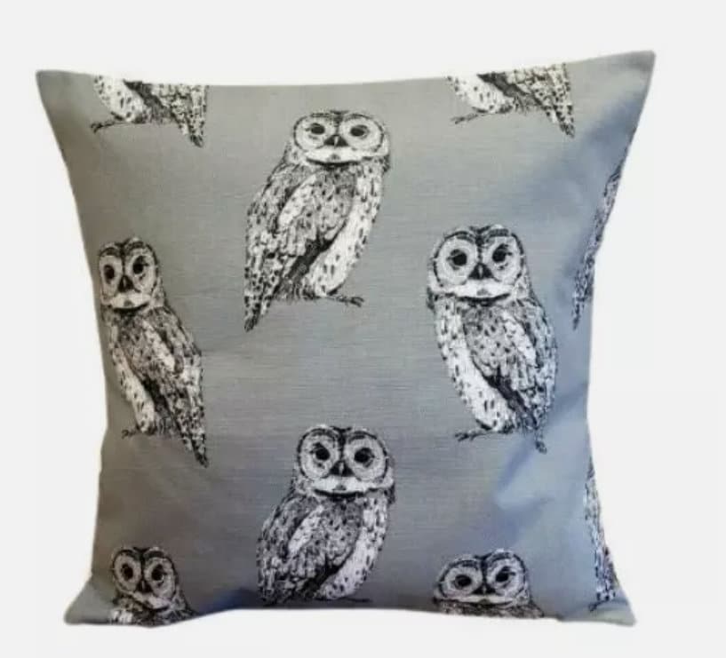 Owl Flint Grey Cushion Cover , Throw Pillow , Scatter Cushions , Cushion Cover UK