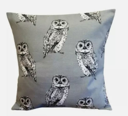 Owl Flint Grey Cushion Cover , Throw Pillow , Scatter Cushions , Cushion Cover UK