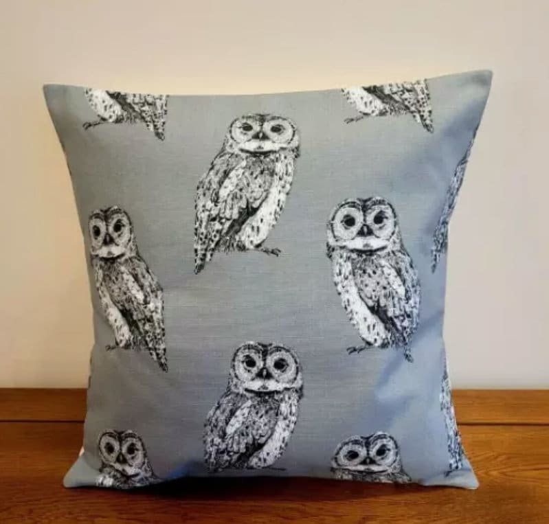 Owl Flint Grey Cushion Cover , Throw Pillow , Scatter Cushions , Cushion Cover UK