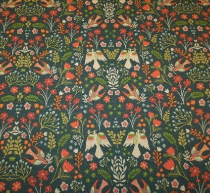 Folklore Birds Floral Jade Green Tablecloth , Flowers Tablecloth , Floral Tablecloth , Round Rectangle Tablecloth , Oval Tablecloth
