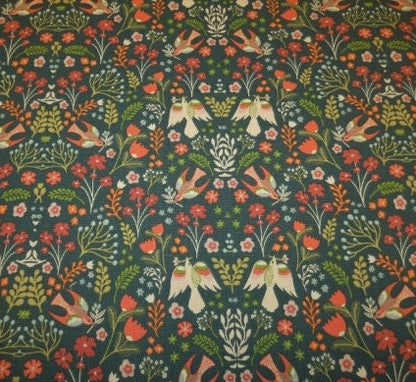 Folklore Birds Floral Jade Green Tablecloth , Flowers Tablecloth , Floral Tablecloth , Round Rectangle Tablecloth , Oval Tablecloth