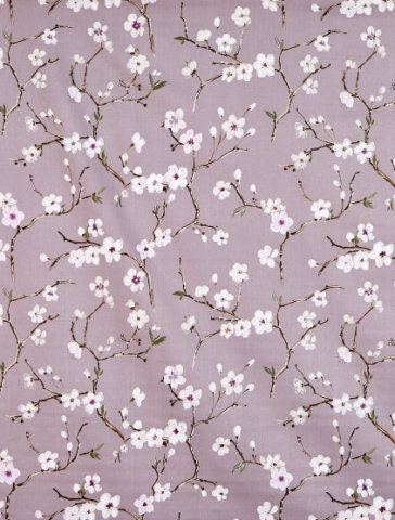Japanese Cherry Blossom Tablecloth, Emi Heather Purple, 100% Cotton, Handmade in UK