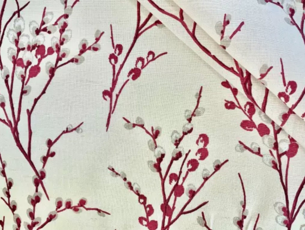 Laura Ashley Pussy Willow Floral Off White Cranberry Red Cushion Cover , Throw Pillow , Scatter Cushions , Cushion Cover UK