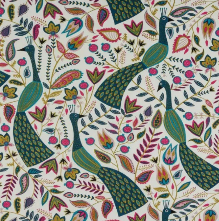 Peacock Floral Teal Green Pink Cushion Cover , Throw Pillow , Scatter Cushions , Cushion Cover UK