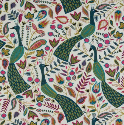 Peacock Floral Teal Green Pink Cushion Cover , Throw Pillow , Scatter Cushions , Cushion Cover UK