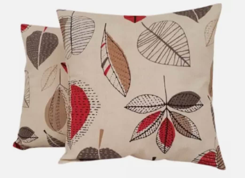 Maple Red Berry Apple Leaf Cushion Cover , Beige Red Cushion Cover , Throw Pillow , Scatter Cushions , Cushion Cover UK