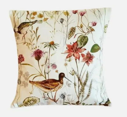 Floral Birds Cushion Cover , Wetland Auburn Birds Cushion Cover , Throw Pillow , Scatter Cushions , Cushion Cover UK