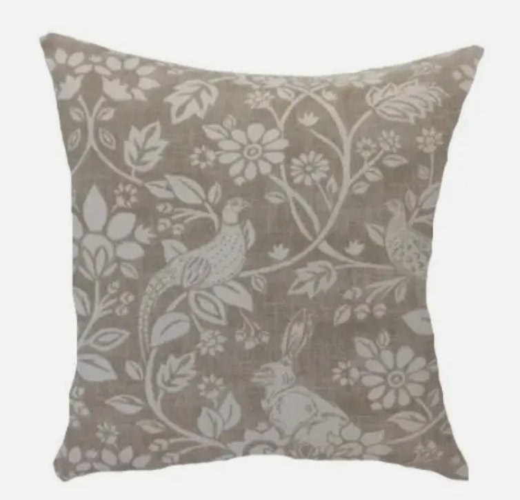 Heathland Beige Natural Cushion Cover , Hares And Game Pleasant Birds Cushion Cover , Throw Pillow , Scatter Cushions , Cushion Cover UK