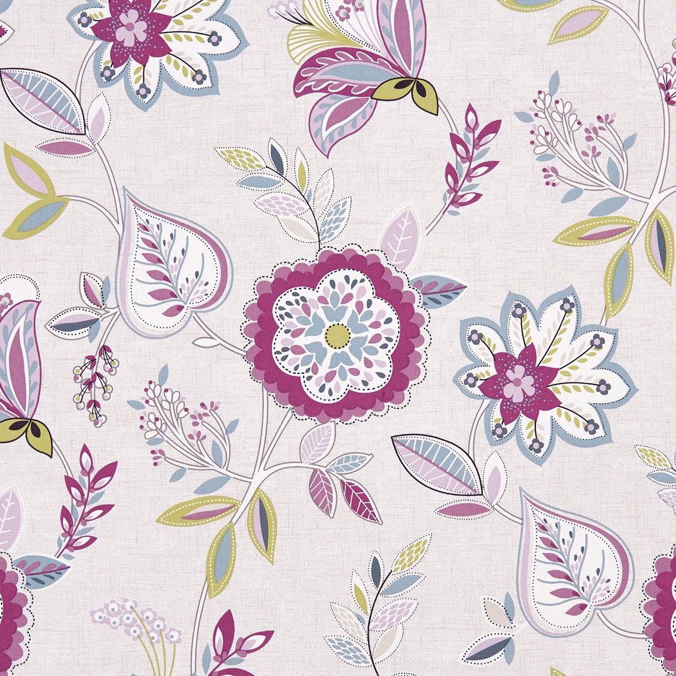 Round Floral Cotton Tablecloth, Retro Octavia Damson Purple, Handmade UK
