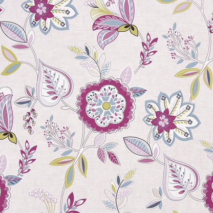 Round Floral Cotton Tablecloth, Retro Octavia Damson Purple, Handmade UK