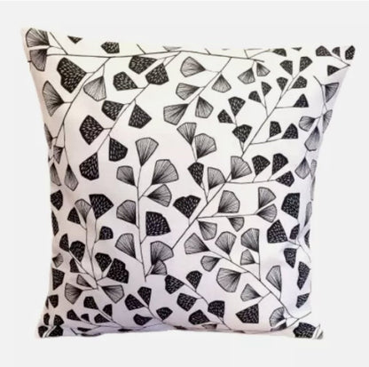 MissPrint Fern Carbon Black White Cushion Cover , Scandi Cushion Cover , Throw Pillow , Scatter Cushions , Cushion Cover UK