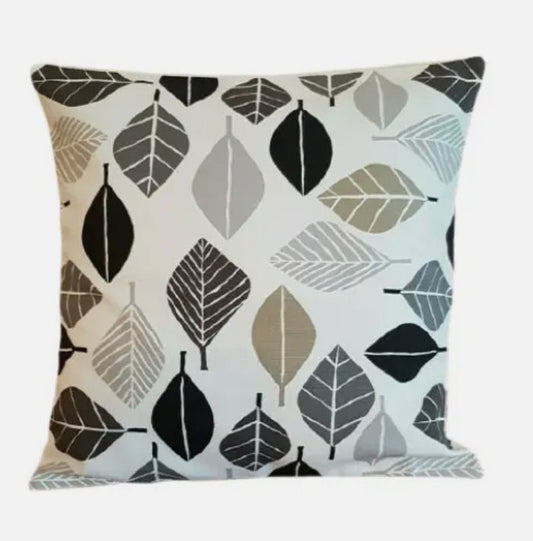 Fall Leaf Leaves Graphite Black White Cushion Cover , Throw Pillow , Scatter Cushions , Cushion Cover UK