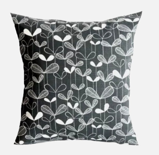 MissPrint Saplings Black Cushion Cover, Scandi Pillow, Handmade UK