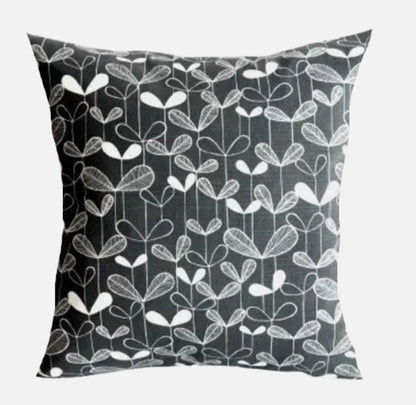 MissPrint Saplings Black Cushion Cover, Scandi Pillow, Handmade UK