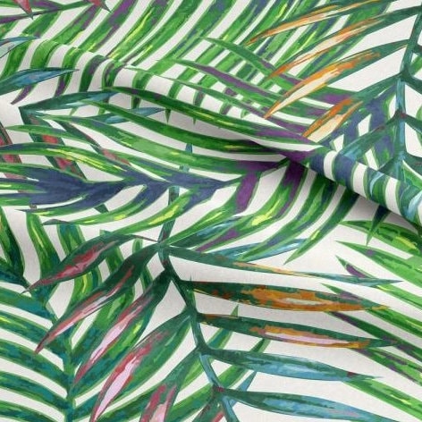 Rainbow Palm Leaf Tablecloth: Water Resistant Outdoor Fabric, Handmade in UK