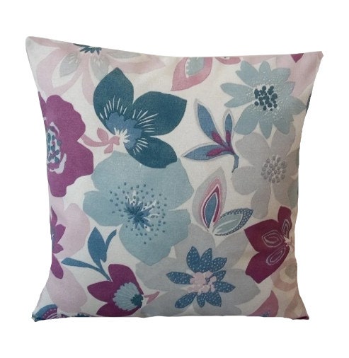 Wildflowers Floral Purple Blue Cushion Cover , Throw Pillow , Scatter Cushions , Cushion Cover UK