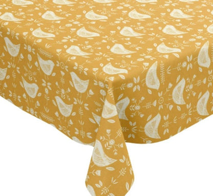 Oval Scandi Birds Tablecloth , Fryetts Narvik Birds Tablecloth , Round Oval Tablecloth , Rectangle Tablecloth , Orange Tablecloth