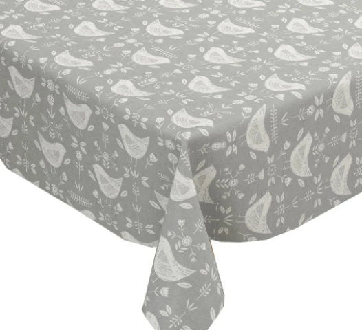 Oval Scandi Birds Tablecloth , Fryetts Narvik Birds Tablecloth , Round Oval Tablecloth , Rectangle Tablecloth , Orange Tablecloth