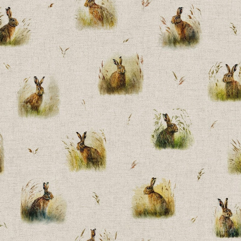 Country Hares Hare Rabbit Tablecloth , Linen Look Tablecloth , Round Tablecloth , Oval Tablecloth , Rectange Tablecloth